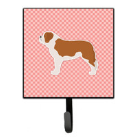 "Caroline's Treasures Saint Bernard Checkerboard Pink Leash or Key Holder BB3676SH4, Small, Multicolor"