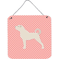 "Caroline's Treasures Anatolian Shepherd Checkerboard Pink Wall or Door Hanging Prints BB3677DS66, 6"" x 6"", Multicolor"
