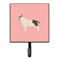 "Caroline's Treasures Bull Terrier Checkerboard Pink Leash or Key Holder BB3678SH4, Small, Multicolor"