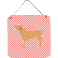 "Caroline's Treasures Fila Brasileiro Checkerboard Pink Wall or Door Hanging Prints BB3679DS66, 6"" x 6"", Multicolor"