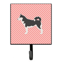 "Caroline's Treasures Siberian Husky Checkerboard Pink Leash or Key Holder BB3680SH4, Small, Multicolor"