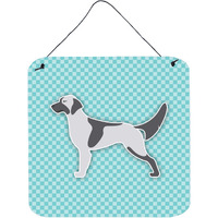 "Caroline's Treasures English Setter Checkerboard Blue Wall or Door Hanging Prints BB3681DS66, 6"" x 6"", Multicolor"