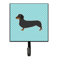 "Caroline's Treasures Dachshund Checkerboard Blue Leash or Key Holder BB3682SH4, Small, Multicolor"