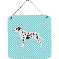 "Caroline's Treasures Dalmatian Checkerboard Blue Wall or Door Hanging Prints BB3683DS66, 6"" x 6"", Multicolor"