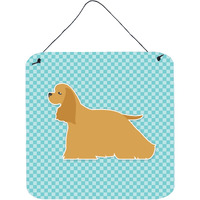 "Caroline's Treasures Cocker Spaniel Checkerboard Blue Wall or Door Hanging Prints BB3686DS66, 6"" x 6"", Multicolor"