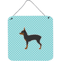 "Caroline's Treasures Toy Fox Terrier Checkerboard Blue Wall or Door Hanging Prints BB3687DS66, 6"" x 6"", Multicolor"