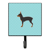 "Caroline's Treasures Toy Fox Terrier Checkerboard Blue Leash or Key Holder BB3687SH4, Small, Multicolor"