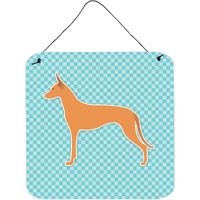 "Caroline's Treasures Pharaoh Hound Checkerboard Blue Wall or Door Hanging Prints BB3688DS66, 6"" x 6"", Multicolor"