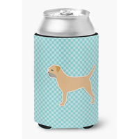 "Caroline's Treasures Border Terrier Checkerboard Blue Can or Bottle Hugger BB3689CC, Can Hugger, Multicolor"