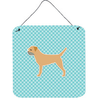 "Caroline's Treasures Border Terrier Checkerboard Blue Wall or Door Hanging Prints BB3689DS66, 6"" x 6"", Multicolor"
