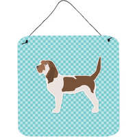 "Caroline's Treasures Grand Basset Griffon Vendeen Checkerboard Blue Wall or Door Hanging Prints BB3690DS66, 6"" x 6"", Multicolor"