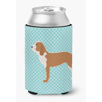 "Caroline's Treasures Spanish Hound Checkerboard Blue Can or Bottle Hugger BB3691CC, Can Hugger, Multicolor"