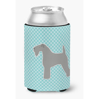 "Caroline's Treasures Kerry Blue Terrier Checkerboard Blue Can or Bottle Hugger BB3692CC, Can Hugger, Multicolor"
