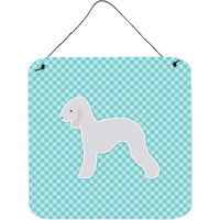 "Caroline's Treasures Bedlington Terrier Checkerboard Blue Wall or Door Hanging Prints BB3694DS66, 6"" x 6"", Multicolor"