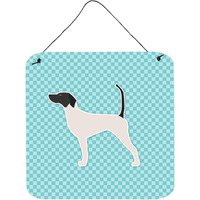 "Caroline's Treasures English Pointer Checkerboard Blue Wall or Door Hanging Prints BB3695DS66, 6"" x 6"", Multicolor"