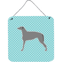 "Caroline's Treasures Scottish Deerhound Checkerboard Blue Wall or Door Hanging Prints BB3696DS66, 6"" x 6"", Multicolor"