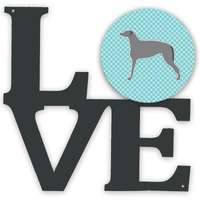 "Caroline's Treasures Scottish Deerhound Checkerboard Blue Metal Artwork Love wall-decor, Multicolor"