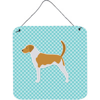 "Caroline's Treasures American Foxhound Checkerboard Blue Wall or Door Hanging Prints BB3698DS66, 6"" x 6"", Multicolor"