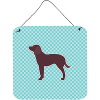 "Caroline's Treasures American Water Spaniel Checkerboard Blue Wall or Door Hanging Prints BB3701DS66, 6"" x 6"", Multicolor"