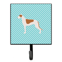 "Caroline's Treasures Greyhound Checkerboard Blue Leash or Key Holder BB3705SH4, Small, Multicolor"