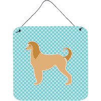"Caroline's Treasures Afghan Hound Checkerboard Blue Wall or Door Hanging Prints BB3706DS66, 6"" x 6"", Multicolor"
