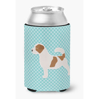 "Caroline's Treasures Jack Russell Terrier Checkerboard Blue Can or Bottle Hugger BB3707CC, Can Hugger, Multicolor"