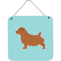 "Caroline's Treasures Norfolk Terrier Checkerboard Blue Wall or Door Hanging Prints BB3709DS66, 6"" x 6"", Multicolor"
