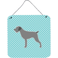 "Caroline's Treasures German Wirehaired Pointer Checkerboard Blue Wall or Door Hanging Prints BB3711DS66, 6"" x 6"", Multicolor"