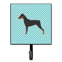 "Caroline's Treasures German Pinscher Checkerboard Blue Leash or Key Holder BB3713SH4, Small, Multicolor"