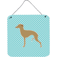 "Caroline's Treasures Italian Greyhound Checkerboard Blue Wall or Door Hanging Prints BB3714DS66, 6"" x 6"", Multicolor"