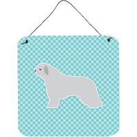 "Caroline's Treasures Spanish Water Dog Checkerboard Blue Wall or Door Hanging Prints BB3715DS66, 6"" x 6"", Multicolor"