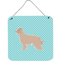 "Caroline's Treasures Pyrenean Shepherd Checkerboard Blue Wall or Door Hanging Prints BB3718DS66, 6"" x 6"", Multicolor"