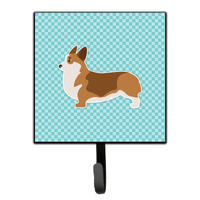 "Caroline's Treasures Corgi Checkerboard Blue Leash or Key Holder BB3720SH4, Small, Multicolor"