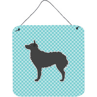 "Caroline's Treasures Croatian Sheepdog Checkerboard Blue Wall or Door Hanging Prints BB3721DS66, 6"" x 6"", Multicolor"
