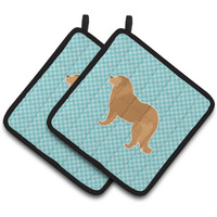 "Caroline's Treasures Caucasian Shepherd Dog Checkerboard Blue Pair of Pot Holders BB3725PTHD, 7.5HX7.5W, Multicolor"