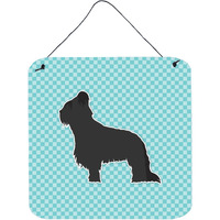 "Caroline's Treasures Briard Checkerboard Blue Wall or Door Hanging Prints BB3726DS66, 6"" x 6"", Multicolor"