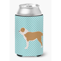 "Caroline's Treasures Central Asian Shepherd Dog Checkerboard Blue Can or Bottle Hugger BB3728CC, Can Hugger, Multicolor"