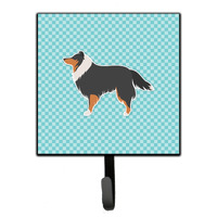 "Caroline's Treasures Sheltie/Shetland Sheepdog Checkerboard Blue Leash or Key Holder BB3730SH4, Small, Multicolor"