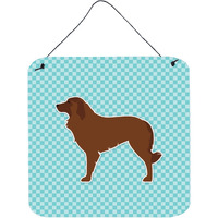 "Caroline's Treasures Portuguese Sheepdog Dog Checkerboard Blue Wall or Door Hanging Prints BB3731DS66, 6"" x 6"", Multicolor"
