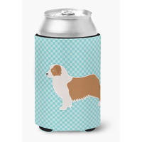 "Caroline's Treasures Australian Shepherd Dog Checkerboard Blue Can or Bottle Hugger BB3733CC, Can Hugger, Multicolor"