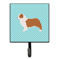 "Caroline's Treasures Australian Shepherd Dog Checkerboard Blue Leash or Key Holder BB3733SH4, Small, Multicolor"