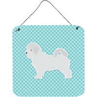 "Caroline's Treasures Maltese Checkerboard Blue Wall or Door Hanging Prints BB3736DS66, 6"" x 6"", Multicolor"