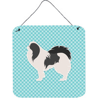 "Caroline's Treasures Japanese Chin Checkerboard Blue Wall or Door Hanging Prints BB3737DS66, 6"" x 6"", Multicolor"
