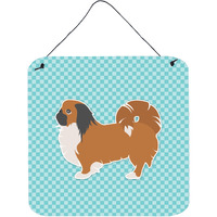 "Caroline's Treasures Pekingese Checkerboard Blue Wall or Door Hanging Prints BB3738DS66, 6"" x 6"", Multicolor"