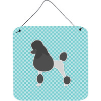 "Caroline's Treasures Poodle Checkerboard Blue Wall or Door Hanging Prints BB3739DS66, 6"" x 6"", Multicolor"