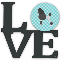 "Caroline's Treasures Poodle Checkerboard Blue Metal Artwork Love wall-decor, Multicolor"