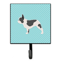 "Caroline's Treasures French Bulldog Checkerboard Blue Leash or Key Holder BB3741SH4, Small, Multicolor"