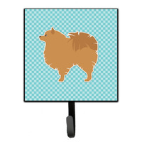 "Caroline's Treasures Pomeranian Checkerboard Blue Leash or Key Holder BB3742SH4, Small, Multicolor"