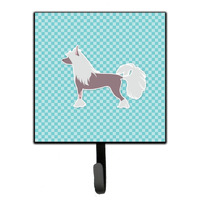 "Caroline's Treasures Chinese Crested Checkerboard Blue Leash or Key Holder BB3743SH4, Small, Multicolor"