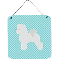 "Caroline's Treasures Bichon Frise Checkerboard Blue Wall or Door Hanging Prints BB3745DS66, 6"" x 6"", Multicolor"